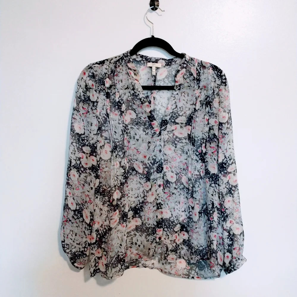 Joie floral silk blouse size extra small